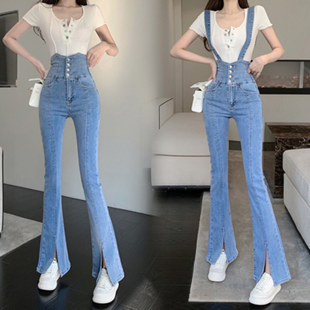 Women's Jeans Front Button Up Flare Denim Pant High Waist Skinny Slim Bell Bottom Trouser Women Overalls Jumpsuit Korean 221011, Blue
Women's Jeans Front Button Up Flare Denim Pant High Waist Skinny Slim Bell Bottom Trouser Women Overalls Jumpsuit Korean 221011, Blue