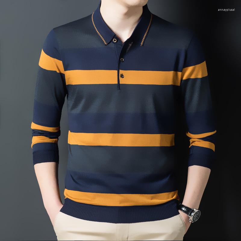 Men's Polos MLSHP Autumn And Winter Long Sleeve Polo Shirts Fashion Turn Down Collar Striped Business Casual Knitted Male Tops, Blue
Men's Polos MLSHP Autumn And Winter Long Sleeve Polo Shirts Fashion Turn Down Collar Striped Business Casual Knitted Male Tops, Blue