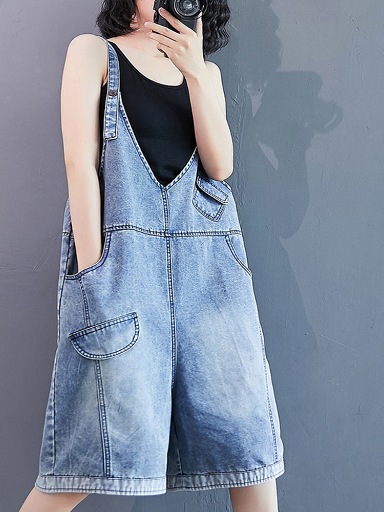 Women's Jeans Summer Vintage Loose Oversized Denim Overalls Wide leg Jumpsuits All match Five point Pant Shorts 221011, Blue
Women's Jeans Summer Vintage Loose Oversized Denim Overalls Wide leg Jumpsuits All match Five point Pant Shorts 221011, Blue