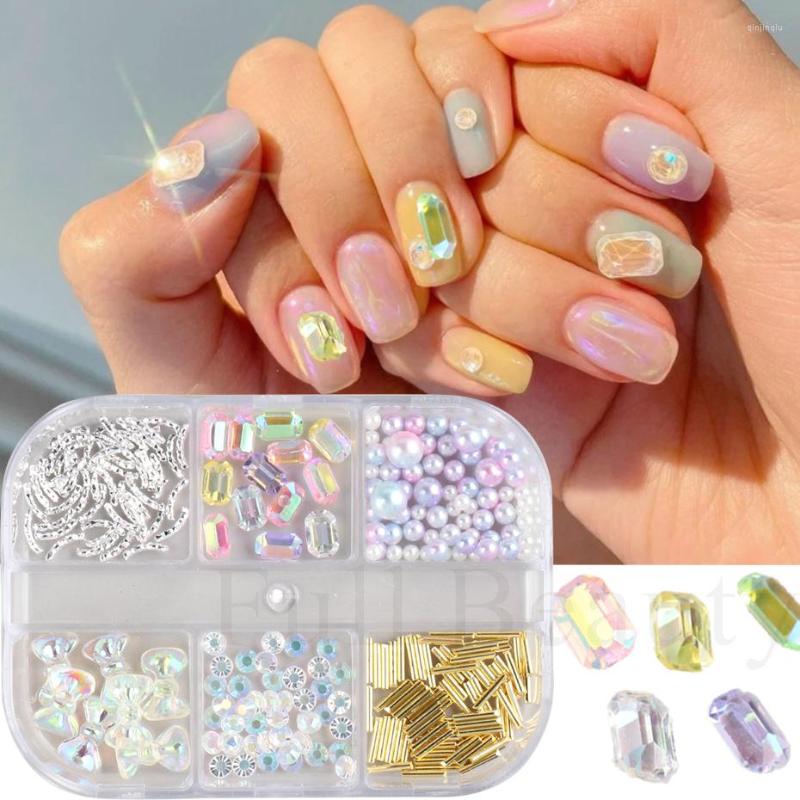 Nail Art Decorations 6 Grids Candy Color Rhinestones Square Rainbow Bow Ribbon Stones For Nails Gold Bar Pearls Aurora Manicure Decoration
Nail Art Decorations 6 Grids Candy Color Rhinestones Square Rainbow Bow Ribbon Stones For Nails Gold Bar Pearls Aurora Manicure Decoration
