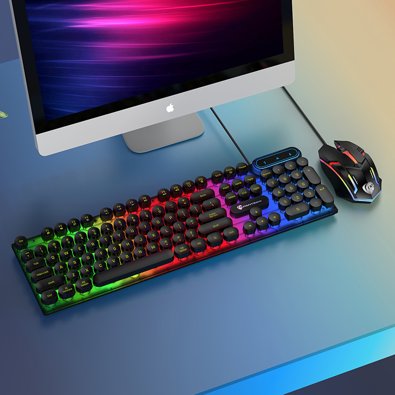 Keyboard Mouse Combos Punk Gaming Keyboard and Mouse USB Wired Backlit Retro 108 Keys Keyboards Headphone Mouse Pad 4in1 for Gamer 221011