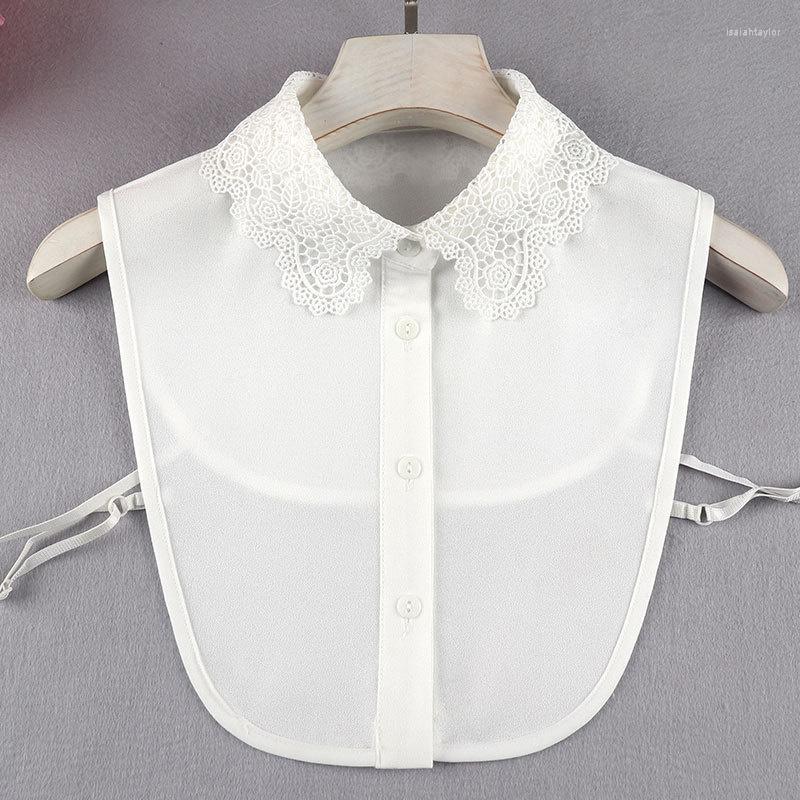 Bow Ties Summer Style Versatile Chiffon Flower Embroidery Process Fake Shirt Collar