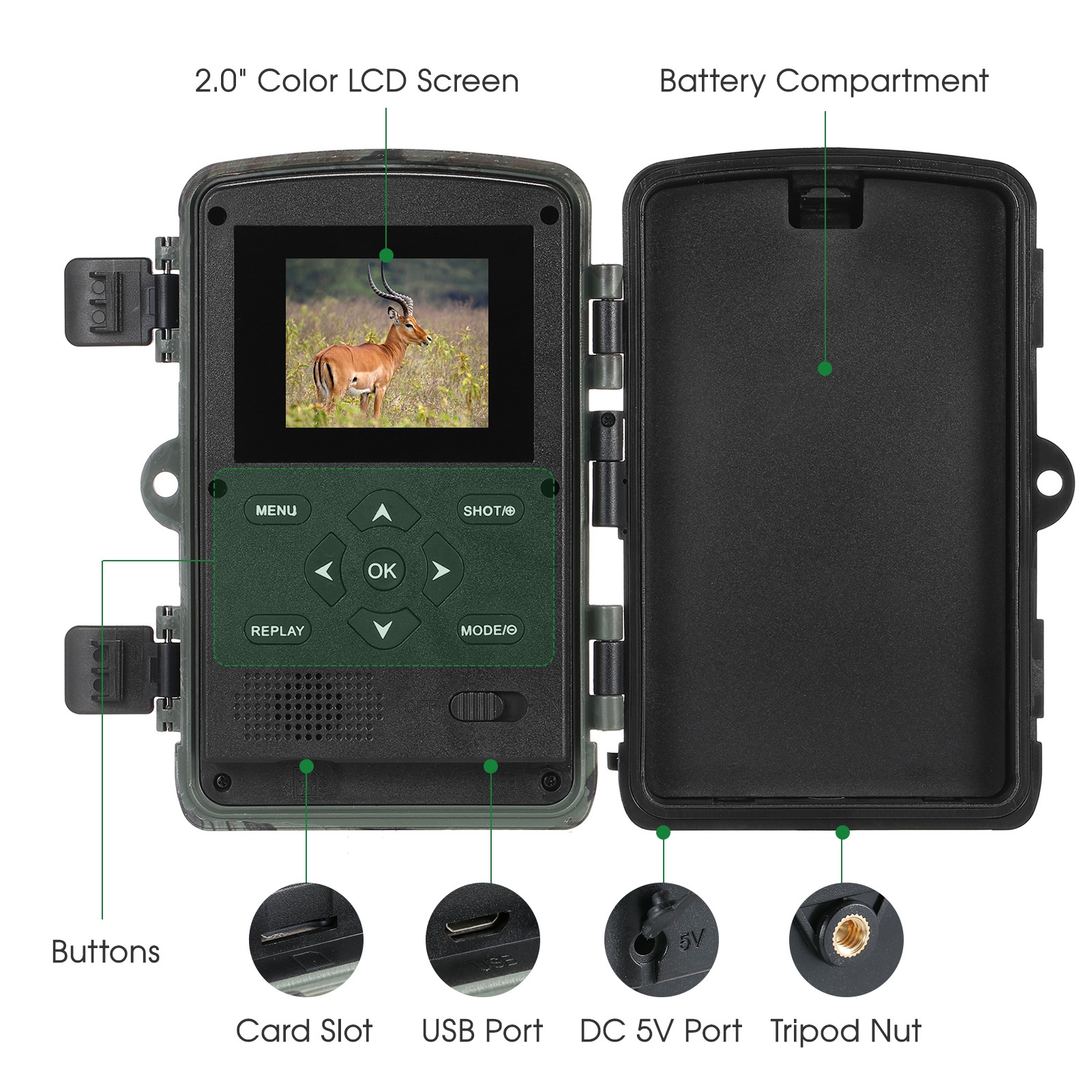 Hunting Cameras 36MP 1080P Trail and Game Camera with Night Vision 3 PIR Sensors IP66 Waterproof Motion Activated Infrared Hunting Camera 221011