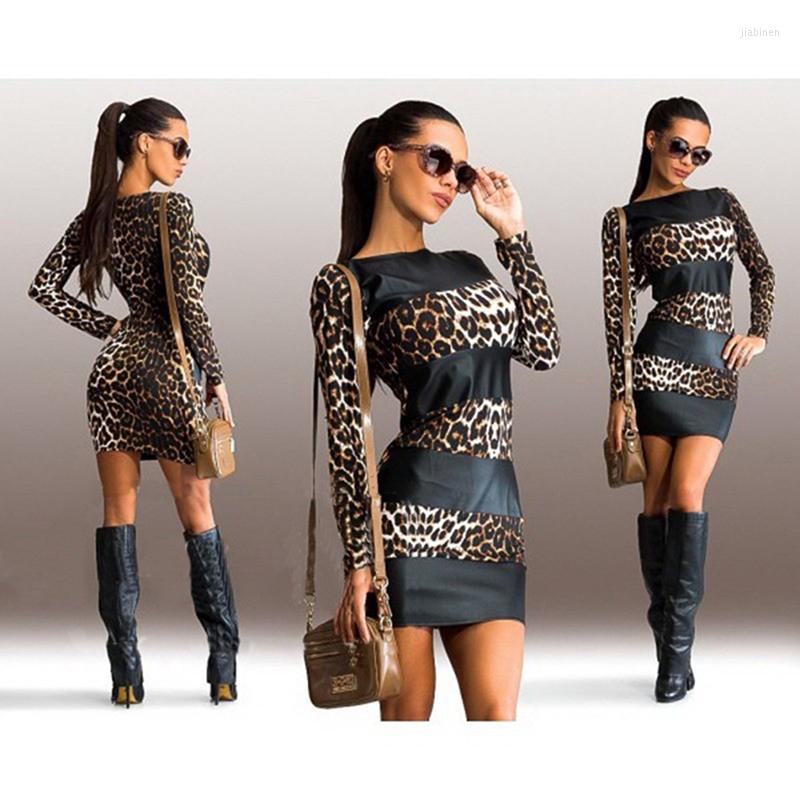 Casual Dresses Women Bodycon Dress Sexy Leopard Leather Splice Long Sleeve O-neck Mini Club Lady Evening Party Vestdos, Black
Casual Dresses Women Bodycon Dress Sexy Leopard Leather Splice Long Sleeve O-neck Mini Club Lady Evening Party Vestdos, Black