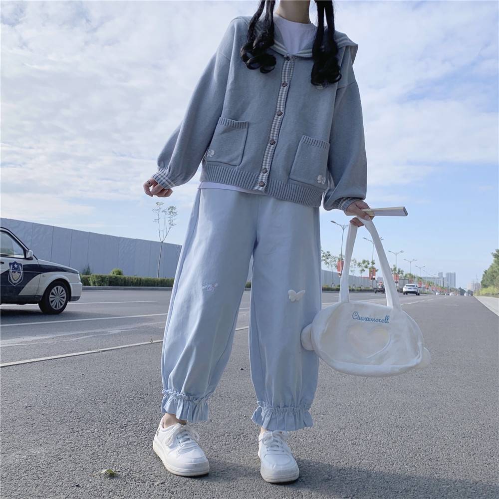 Women' Pants Japanese Kawaii Women Soft Girl Loose Thin Cartoon Rabbit Print Elastic Waist Casual Ruffles Cute Straight Trousers 221011, Gray
Women' Pants Japanese Kawaii Women Soft Girl Loose Thin Cartoon Rabbit Print Elastic Waist Casual Ruffles Cute Straight Trousers 221011, Gray