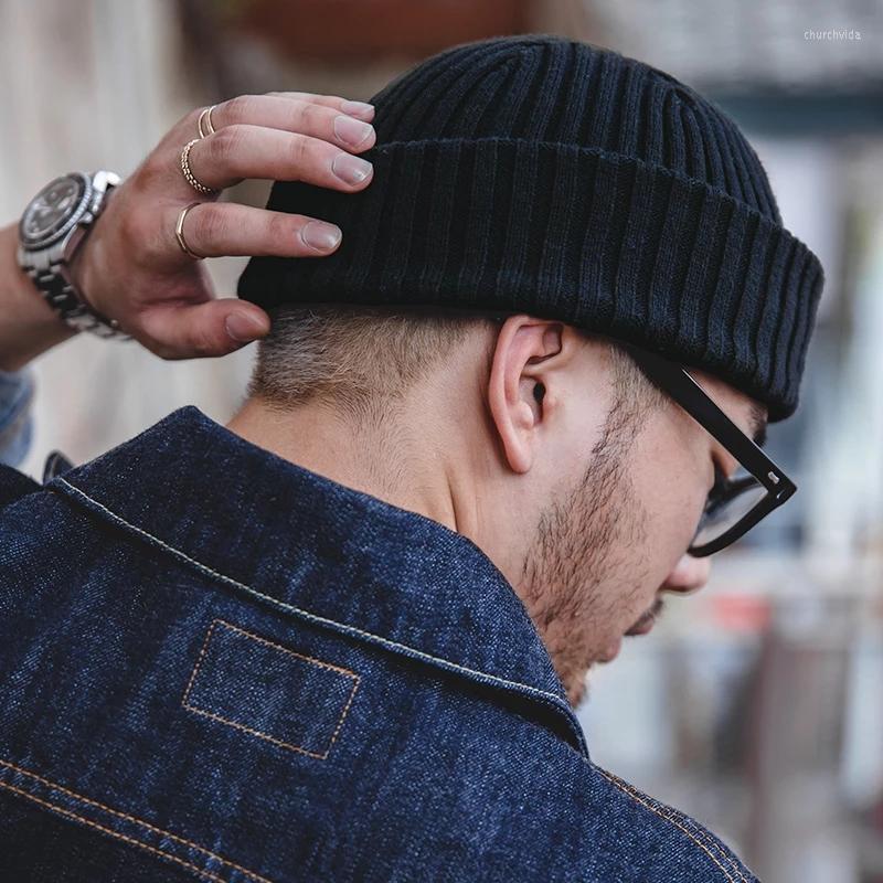 Berets Maden Vintage Beanies Hats Mens Indigo Navy Cold Hat Washed Old Knitted Beanie Baotou Woolen Landlord Melo Cotton Cap
Berets Maden Vintage Beanies Hats Mens Indigo Navy Cold Hat Washed Old Knitted Beanie Baotou Woolen Landlord Melo Cotton Cap