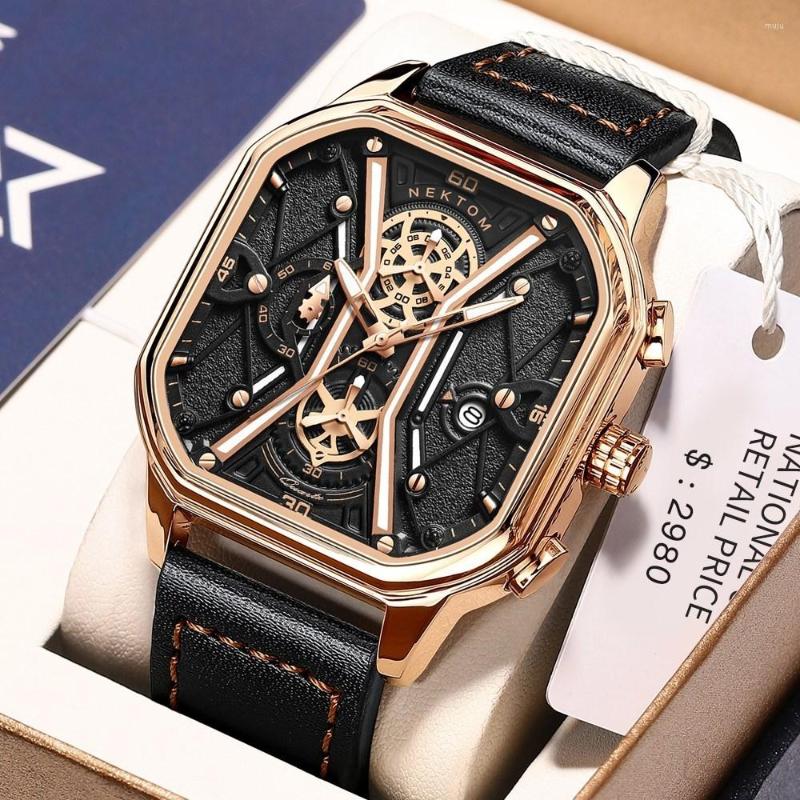 Wristwatches NEKTOM 2022 Luxury Square Quartz Man Watch Waterproof Leather Strap Sport Fashion Wristwatch, Black
Wristwatches NEKTOM 2022 Luxury Square Quartz Man Watch Waterproof Leather Strap Sport Fashion Wristwatch, Black