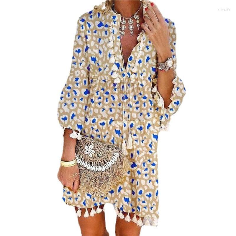 Casual Dresses Spring Summer Women' 2022 Fashion Three Quarter Sleeve V-Neck Stylish Tassels Floral Dress Printed Loose Vestido, Sky blue
Casual Dresses Spring Summer Women' 2022 Fashion Three Quarter Sleeve V-Neck Stylish Tassels Floral Dress Printed Loose Vestido, Sky blue