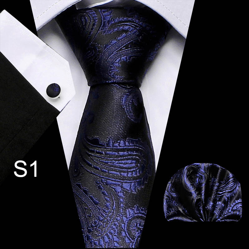 21 Style Luxury Groom Ties Red Paisley Black Men's Tie Wedding Accessories Neck Dot Paisley Handkerchief Cufflinks Lapel Pin Gift For Men