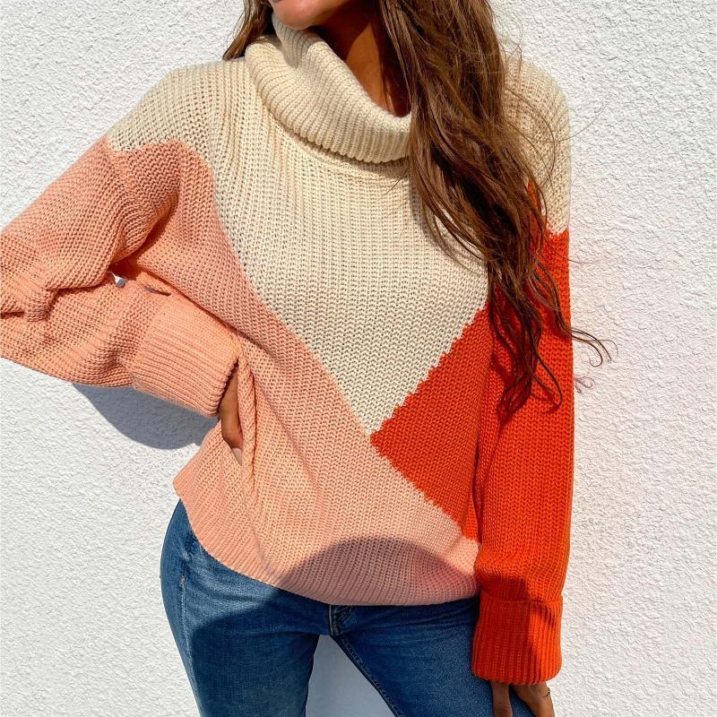 Women' Sweaters Women' Color Block Patchwork Sweater Casual Comfortable Loose Long Sleeve Ladies Turtleneck Pull Femme Y2k Knitted, Pink
Women' Sweaters Women' Color Block Patchwork Sweater Casual Comfortable Loose Long Sleeve Ladies Turtleneck Pull Femme Y2k Knitted, Pink