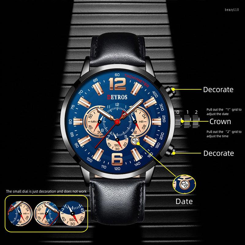 Wristwatches Watch For Men Mens Explosions Korean Version Of The Calendar Fashion Fake Three-eye Luminous Men's Leather Quartz, Black
Wristwatches Watch For Men Mens Explosions Korean Version Of The Calendar Fashion Fake Three-eye Luminous Men's Leather Quartz, Black