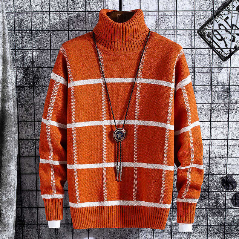 Men's Sweaters Christmas Sweater Clothes 2020 Winter Thick Warm s Plaid Fashion Classic Turtleneck Pullover Pull Homme G221010