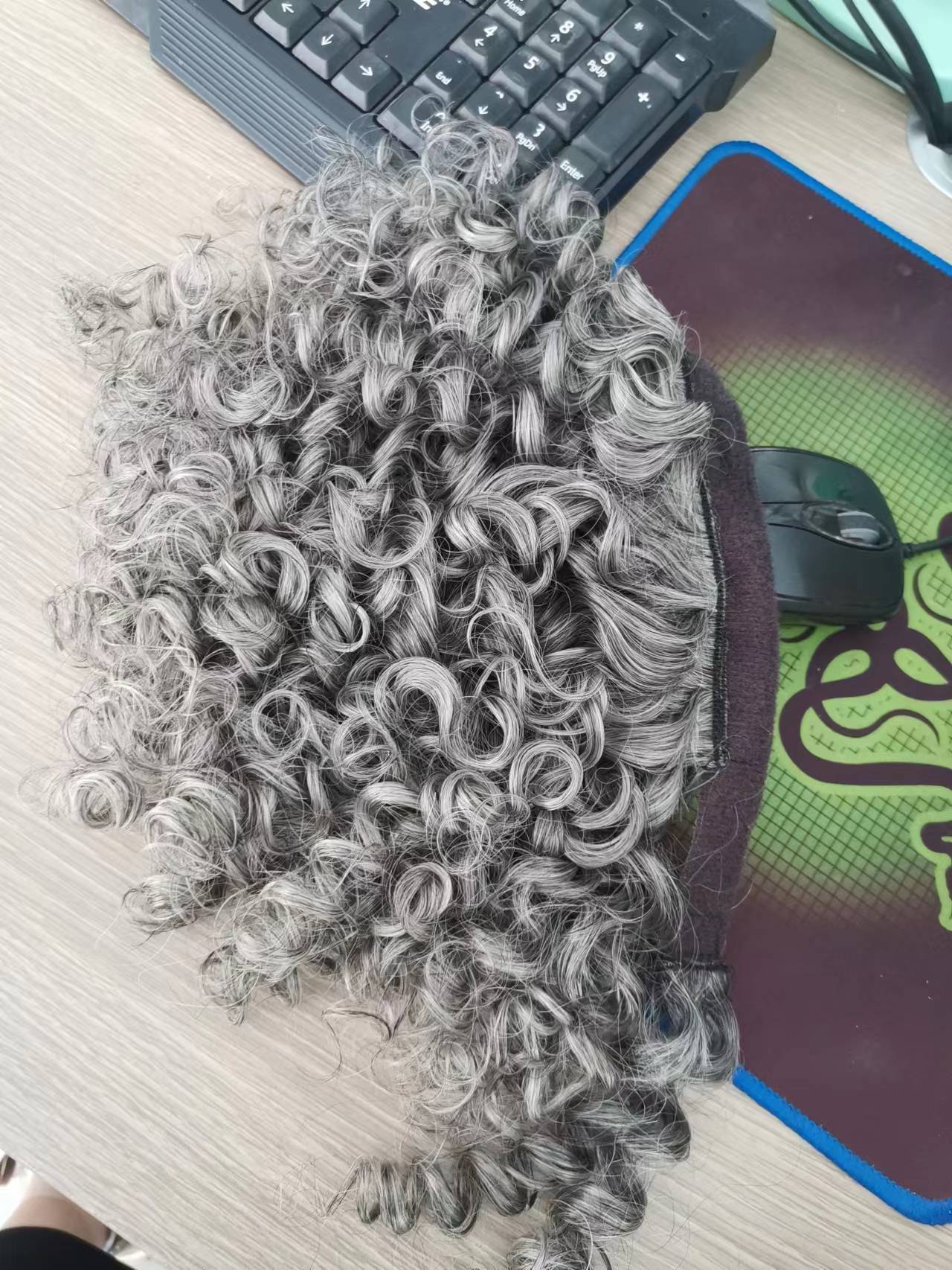 Wraps African American Human Hair Ponytail Silver Grey Pony tail Extension Hairpiece Clip on Gray Afro Deep Curly bun updo chignon Hairstyles 120g 12i