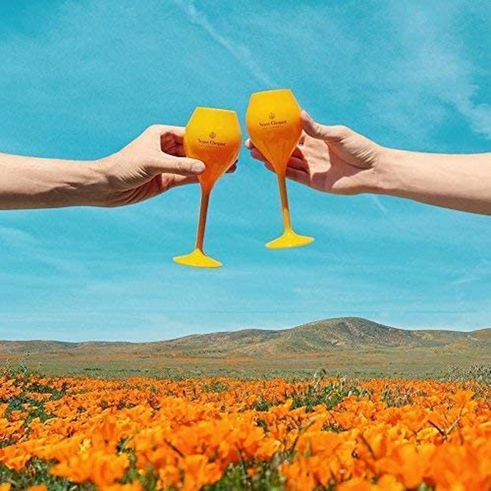 6pcs Veuve Wine Glasses Yellow Label Polycarbonate Clicquot Champagne Flutes Coupes Wisky Cups