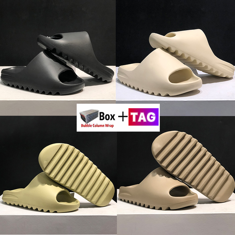 Designer men women Slippers West Slide foam runner sandals enflame orange fashion sandal Bone Earth brown beach flat mens slides Pure Desert sand Onyx Woman slide, No.23- bubble wrap packaging