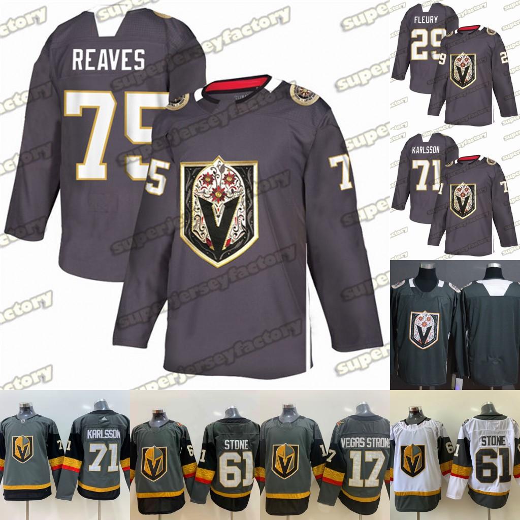 

college wear Mens Vegas Golden Knights Latino Heritage Night Jersey Marc-Andre Fleury William Karlsson Ryan Reaves Blank Ice Hockey Jerseys, 71 new grey