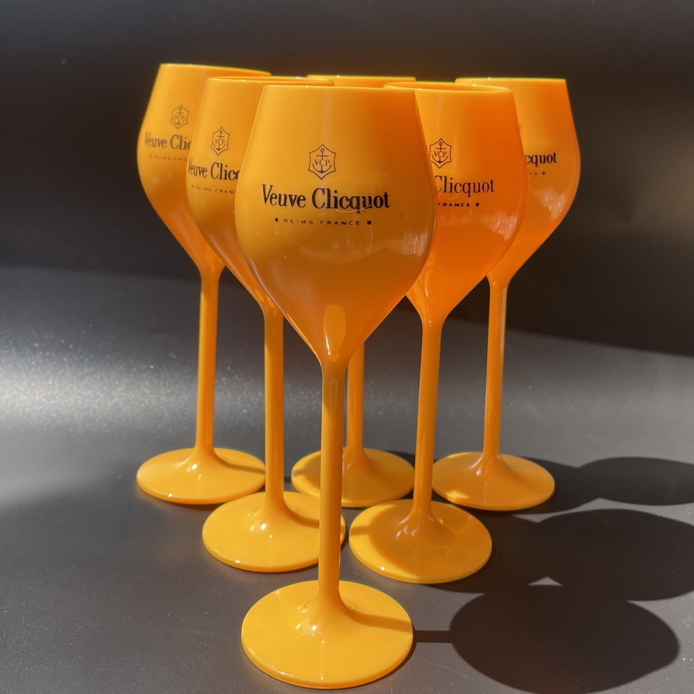 6pcs Veuve Wine Glasses Yellow Label Polycarbonate Clicquot Champagne Flutes Coupes Wisky Cups