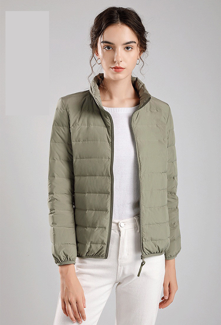 VT763 Women's Yoga Short Thin White Duck Down Jacket Outfit Solid Color Puffer Coat Sports Winter Outwear 7 Colors S-3XL