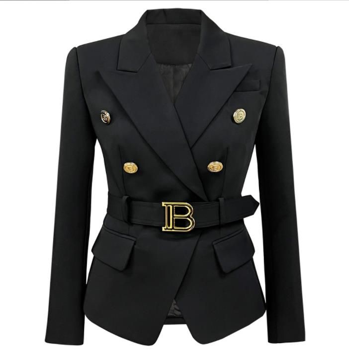 Women039s designer Blazers Spring And Autumn Fashion Highquality Small blazer B Home Lion Button Short Black White Jacqua
