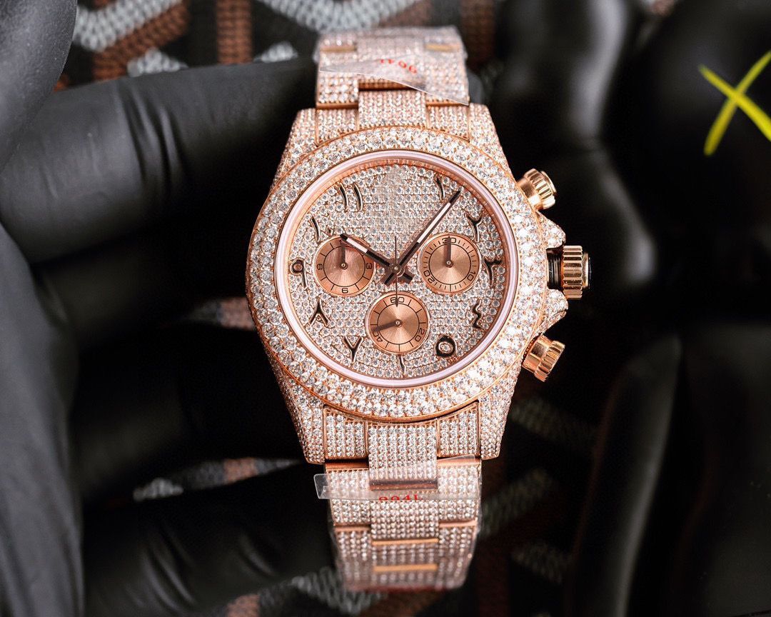 Full Diamond Watch Mens Automatic 7750 Rose gold Waterproof 40mm With Diamond-studded Steel Sapphire Business Wristwatches Bracelet Montre de Luxe