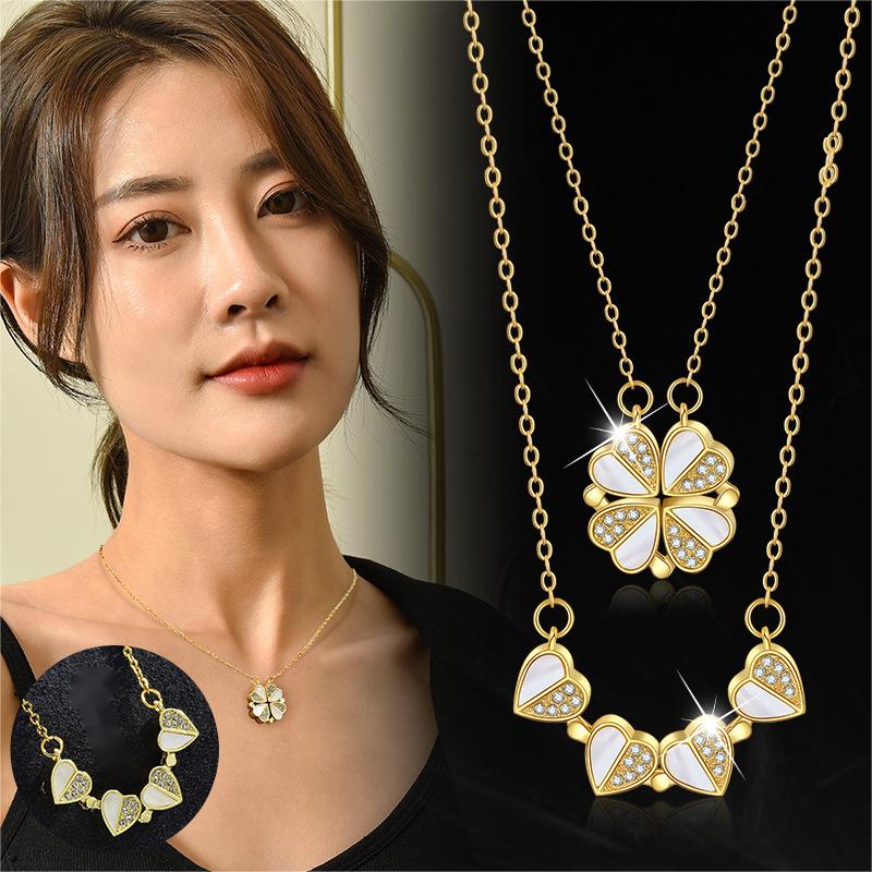 2 in 1 Four Leaf Necklaces for Women Clover Charm Lucky Dainty Necklace Heart Crystal Pendant Jewelry Gift
2 in 1 Four Leaf Necklaces for Women Clover Charm Lucky Dainty Necklace Heart Crystal Pendant Jewelry Gift