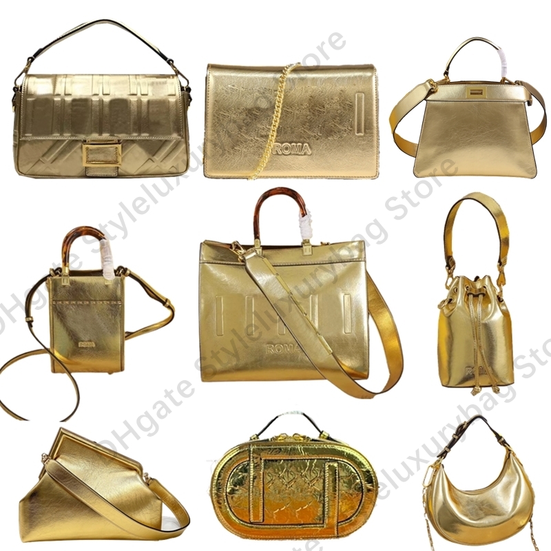 Gold Silver Sunshine Tote Bag Peekaboo Handbag 7A Crossbody Bags Baguette First Shouder Bag Bucket Camera Wallet Half Moon Wrist Chain Purse Clutch Real Leather, A chain