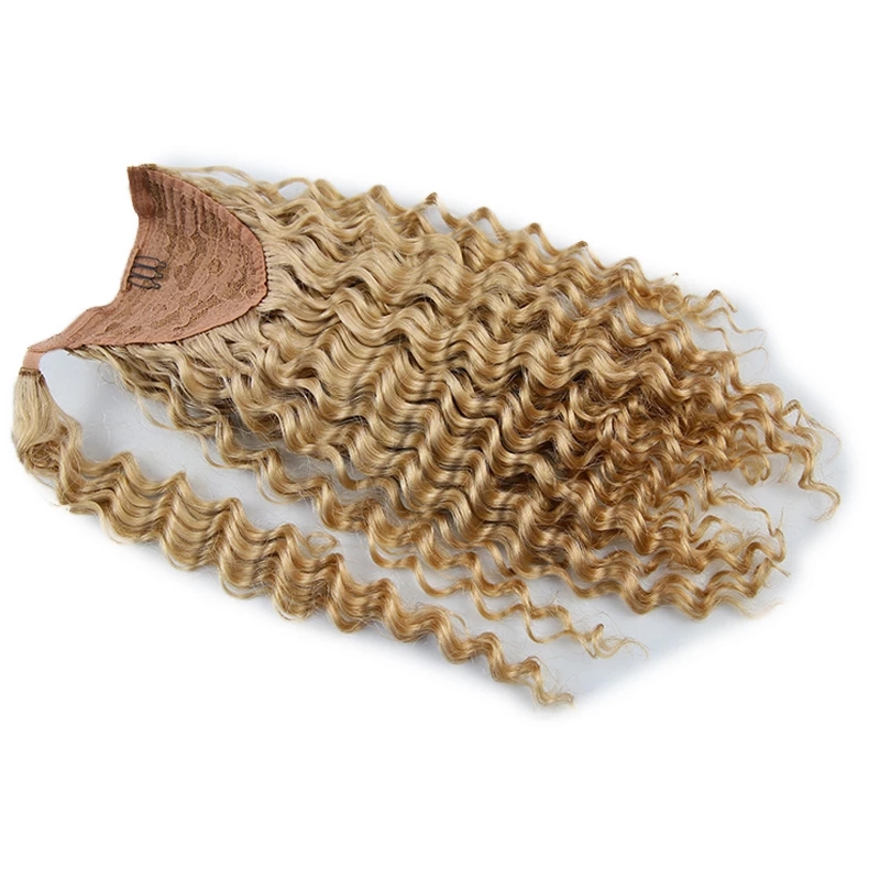 Ponytails Drawstring Afro Kinky Curly Ponytail 10 Inch honey Blonde Color raw virgin natural hair products for black women Ponytail Hairpiece