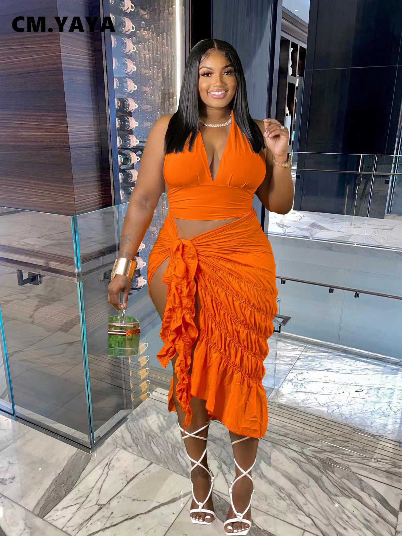 Two Piece Dress CMYAYA Women Beach Sexy Tie Up Waist Ruffles Hem Midi Mermaid Skirt and Halter Vneck Crop Top Matching Two 2 Piece Set Outfit J230506, Orange
Two Piece Dress CMYAYA Women Beach Sexy Tie Up Waist Ruffles Hem Midi Mermaid Skirt and Halter Vneck Crop Top Matching Two 2 Piece Set Outfit J230506, Orange
