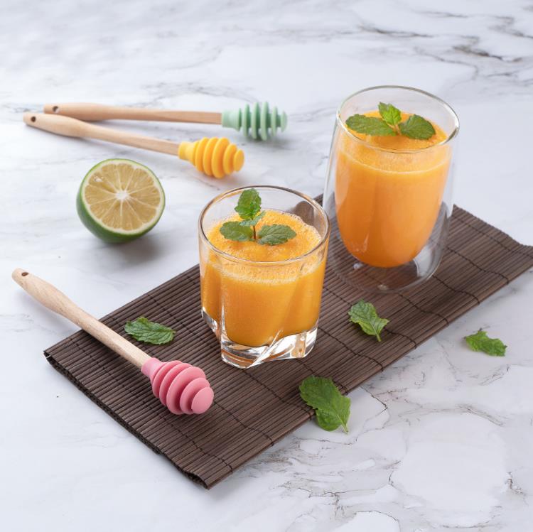 Silicone Tools Honey Spoon Drizzle Stick Honeys Mixing Stirrer Dip Spiral Server Kitchen Gadget Tool SN4719