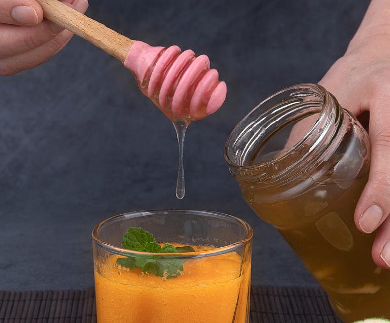 Silicone Tools Honey Spoon Drizzle Stick Honeys Mixing Stirrer Dip Spiral Server Kitchen Gadget Tool SN4719