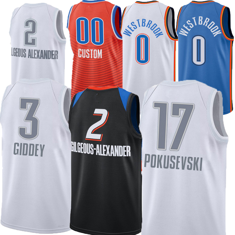 Men Basketball Jersey Chet Holmgren Josh Giddey Shai ilgeous Alexander Russell westbrook Pokusevski Jaylen Williams Darius Luguentz Dort Isaiah Joe jerseys