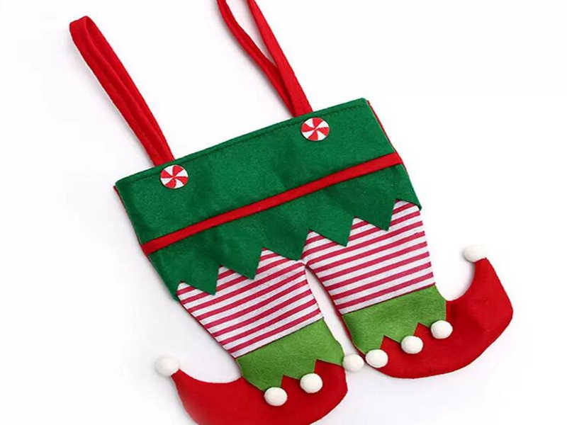 Non Woven Fabric Christmas Elf Pants Stocking Candy Bag Kids X-mas Party Decoration Ornament Gift