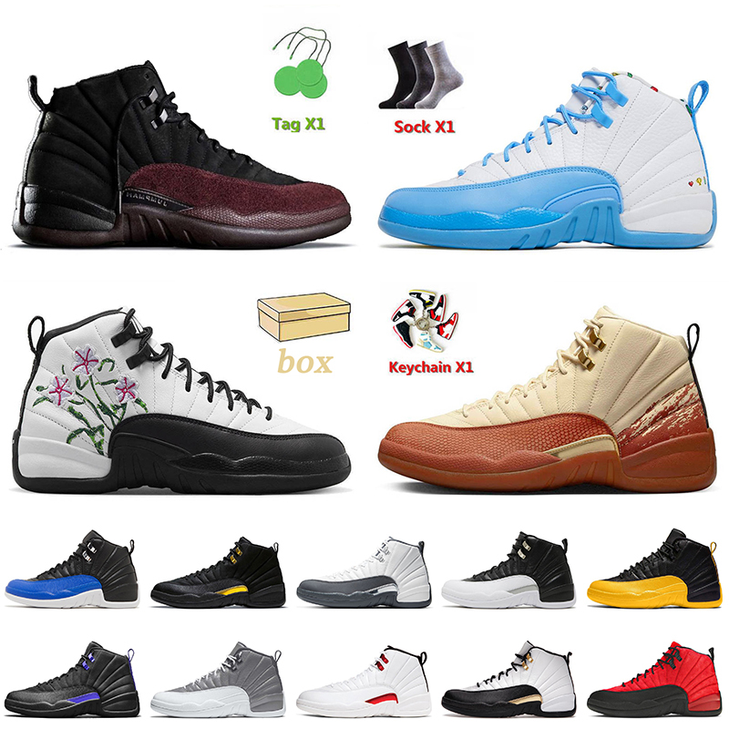 A Ma Maniere 12s Floral Basketball Shoes Jumpman 12 Eastside Golf Stealth Hyper Royal Playoffs Royalty Taxi Utility Twist Flu Game Retros Mens Trainers Sneakers, D32 fiba 40-47
