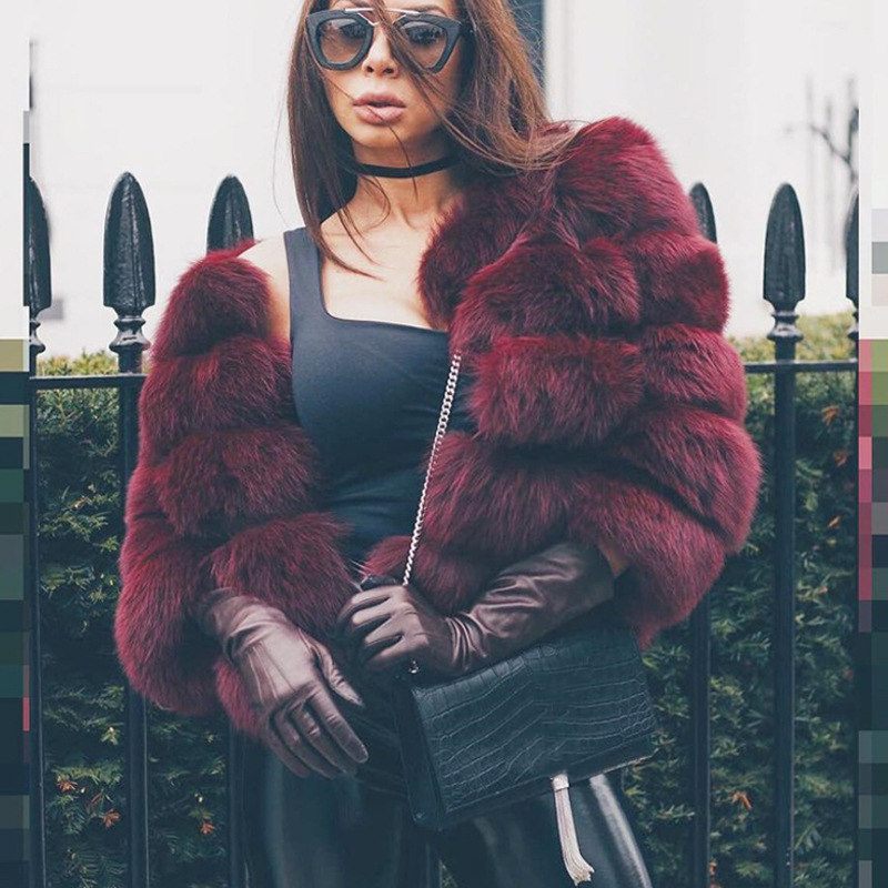 Womens fur style Imitation fox hair Short jacket female winter warms leather quality Outdoor coat Noble coats Thicken and keep warm streetwear Asian S