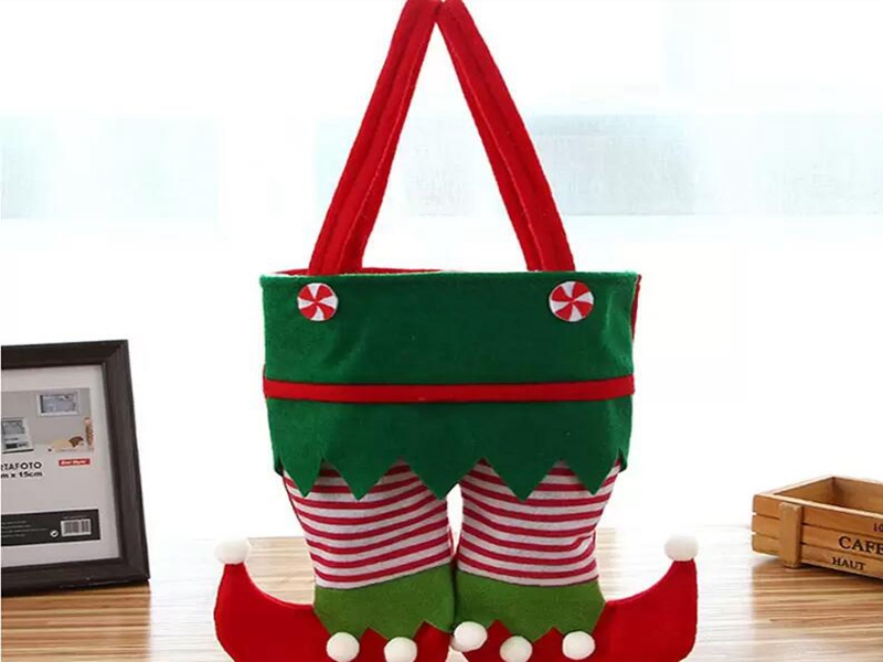 Non Woven Fabric Christmas Elf Pants Stocking Candy Bag Kids X-mas Party Decoration Ornament Gift