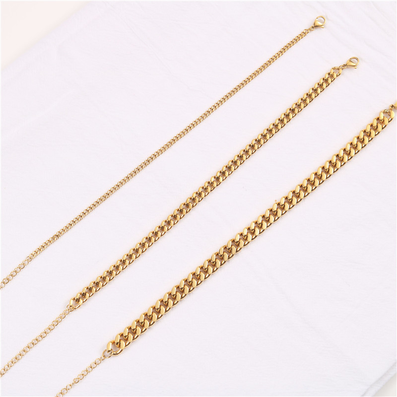 18K Gold Titanium Steel Anklets Tarnish Hypoallergenic 3MM 6MM 8MM Cuban Link Chain Gold For Women Summer Beach Foot Bracelet Jewelry Drop Delivery