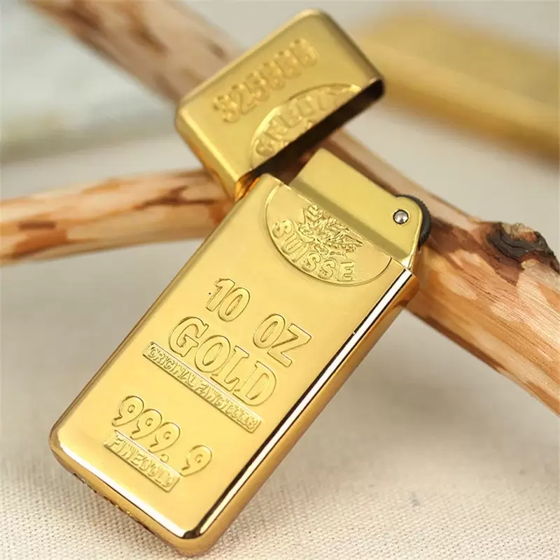 Lighters Cigarette Accessories Fashion Gold Bar Torch Shape Butane Gas Wheel Metal Lighter Inventory Wholesale W260202