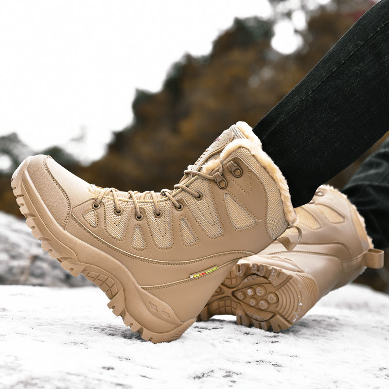 Boots Warm Plush Snow Men Lace Up Casual High Top Men's Waterproof Winter Anti-Slip Ankle Army Work 221022 4
