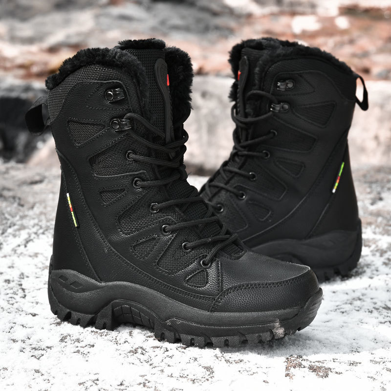 Boots Warm Plush Snow Men Lace Up Casual High Top Men's Waterproof Winter Anti-Slip Ankle Army Work 221022 4
