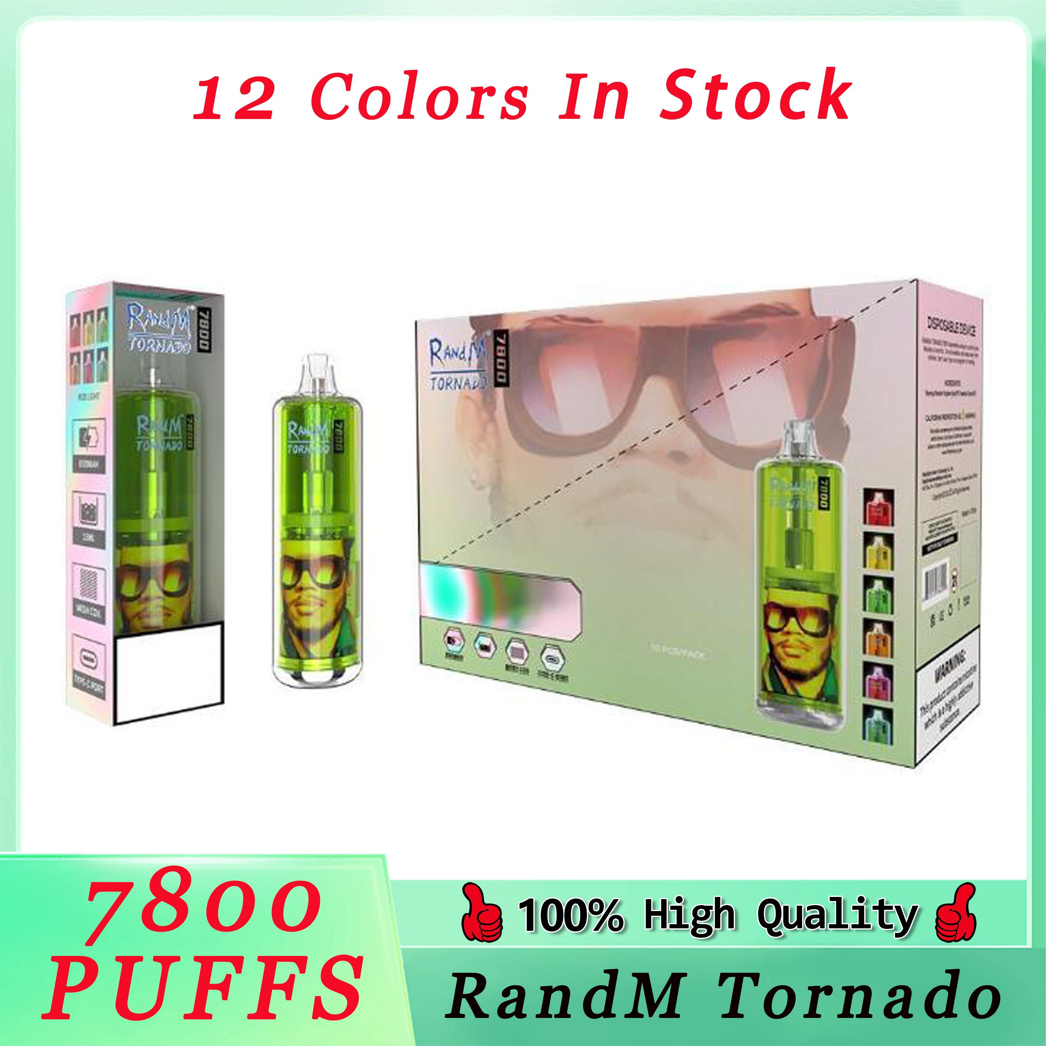 Original Randm Tornado 7800 Puffs Disposable E Cigarette Vape Pen 15ml Prefilled 5% Pod 850Mah Rechargeable Battery RGB Flash Light 12Colors Fast Send
Original Randm Tornado 7800 Puffs Disposable E Cigarette Vape Pen 15ml Prefilled 5% Pod 850Mah Rechargeable Battery RGB Flash Light 12Colors Fast Send