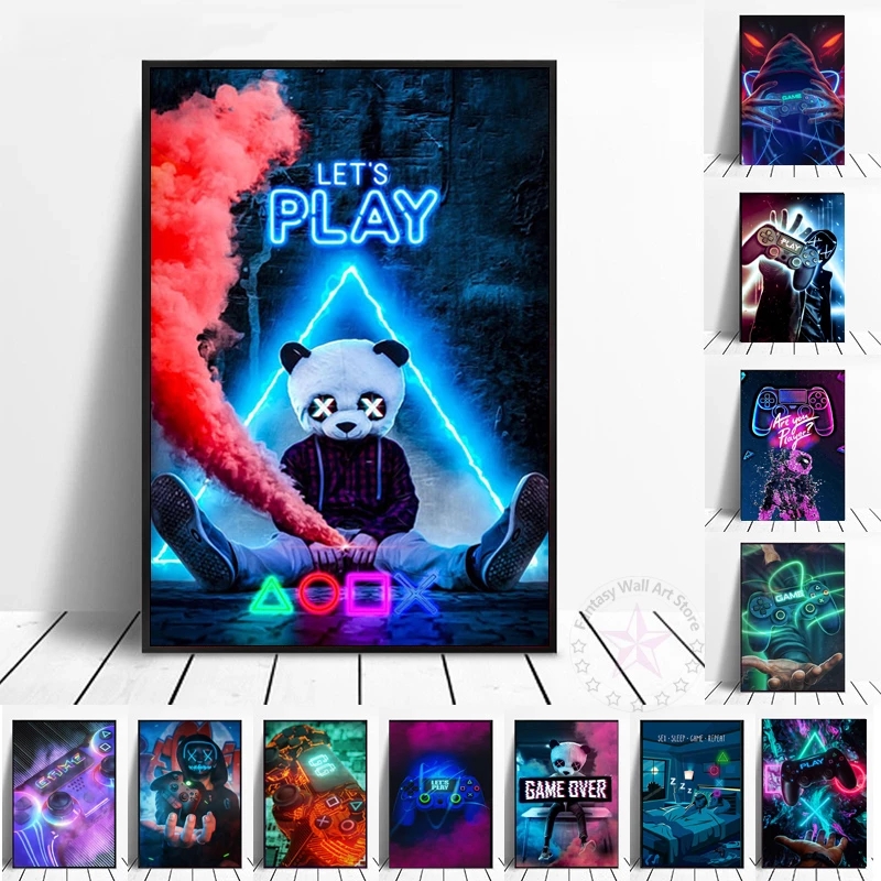 Canvas Painting New Eat Sleep Neon Game Repeat Gaming Wall Art Poster Playing Gamer Art Paintings Prints Pictures for Kids Boys Room Home Decor
Canvas Painting New Eat Sleep Neon Game Repeat Gaming Wall Art Poster Playing Gamer Art Paintings Prints Pictures for Kids Boys Room Home Decor