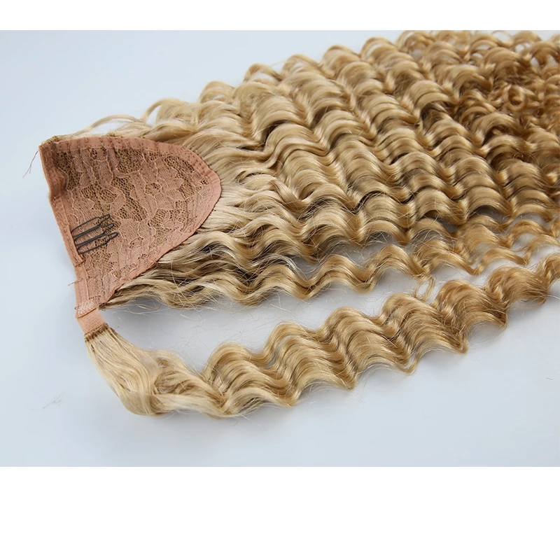 Ponytails Drawstring Afro Kinky Curly Ponytail 10 Inch honey Blonde Color raw virgin natural hair products for black women Ponytail Hairpiece