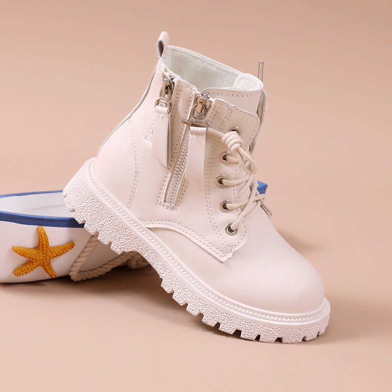 Boots Child Ankle PU Winter Leather Shoes Toddler Girl Double Zip Platform Girls Sneakers Red Fashion Booties Casual Y2210