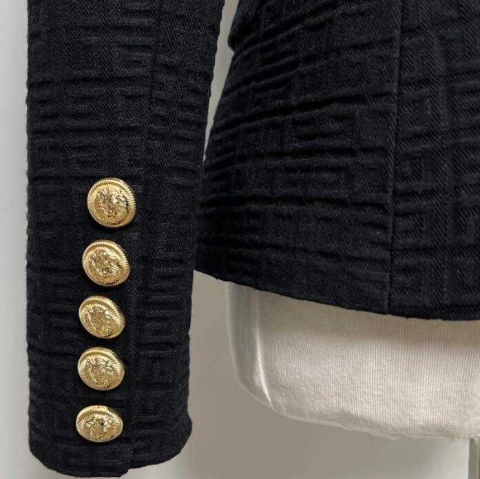 Women039s designer Blazers Spring And Autumn Fashion Highquality Small blazer B Home Lion Button Short Black White Jacqua