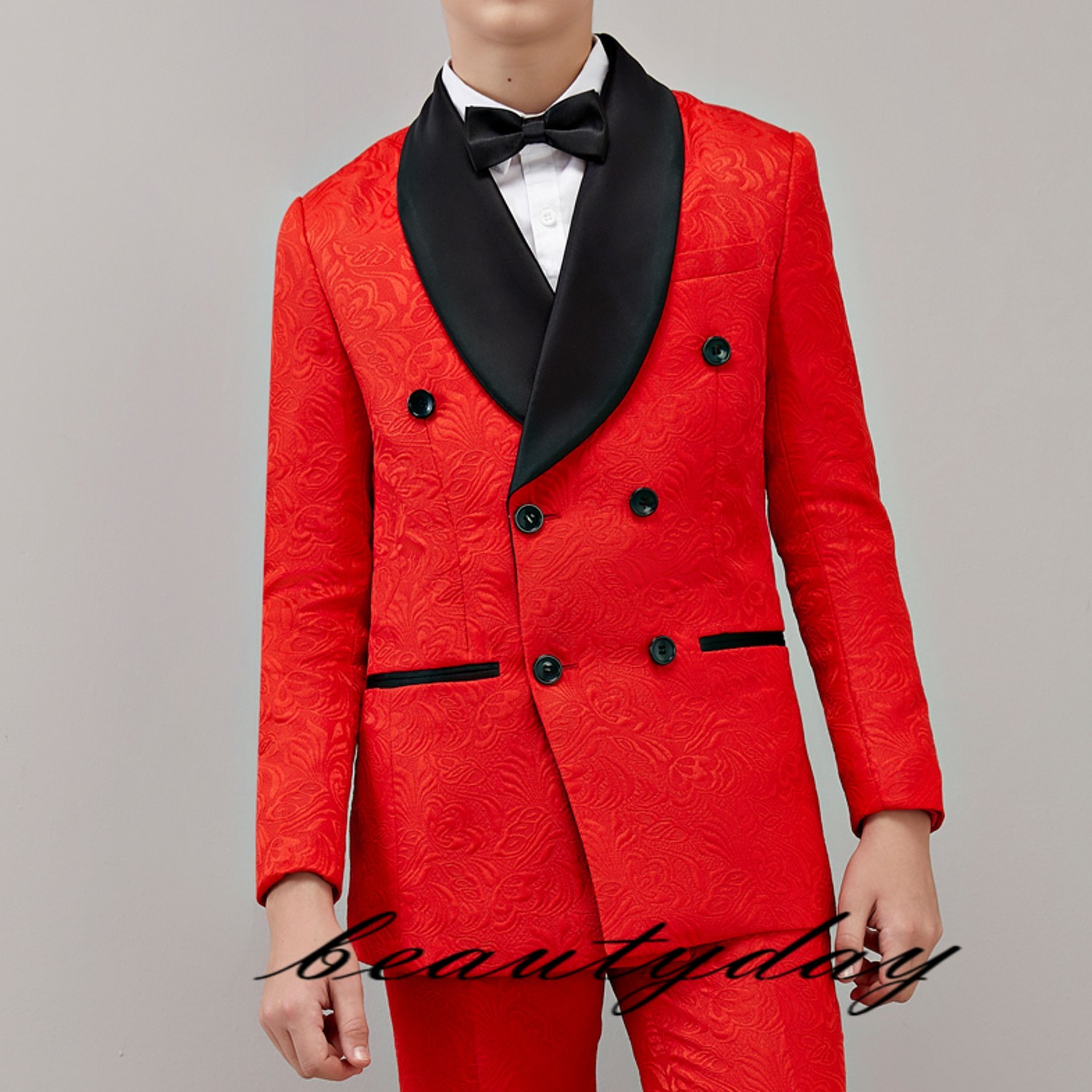 White Ring Bearer Boy's Formal Wear Tuxedos Shawl Lapel Black Collars Children Attire For Wedding Party Kids Suit Set