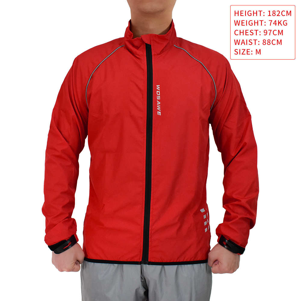 Cycling Jackets WOSAWE Reflective Men Jacket Windproof Waterproof Mountain Bike MTB Wind Coat Running Riding Bicycle Windbreaker 2