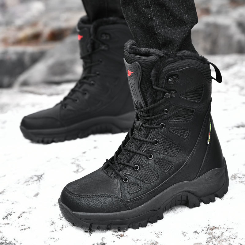 Boots Warm Plush Snow Men Lace Up Casual High Top Men's Waterproof Winter Anti-Slip Ankle Army Work 221022 4