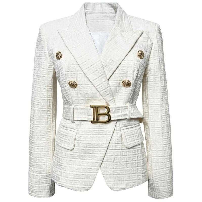 Women039s designer Blazers Spring And Autumn Fashion Highquality Small blazer B Home Lion Button Short Black White Jacqua
