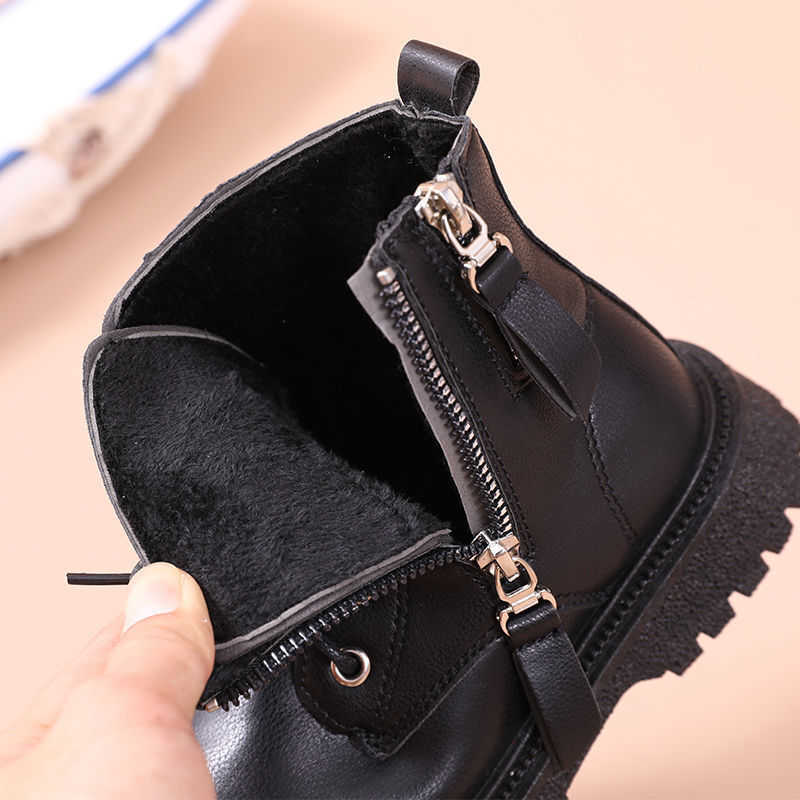 Boots Child Ankle PU Winter Leather Shoes Toddler Girl Double Zip Platform Girls Sneakers Red Fashion Booties Casual Y2210