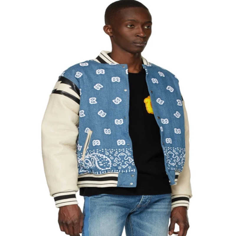 American designer jackets men baseball jacket hip-hop punk RH cashew flower jacquard embroidery cardigan coat men women denim sportswear, Denim blue
American designer jackets men baseball jacket hip-hop punk RH cashew flower jacquard embroidery cardigan coat men women denim sportswear, Denim blue